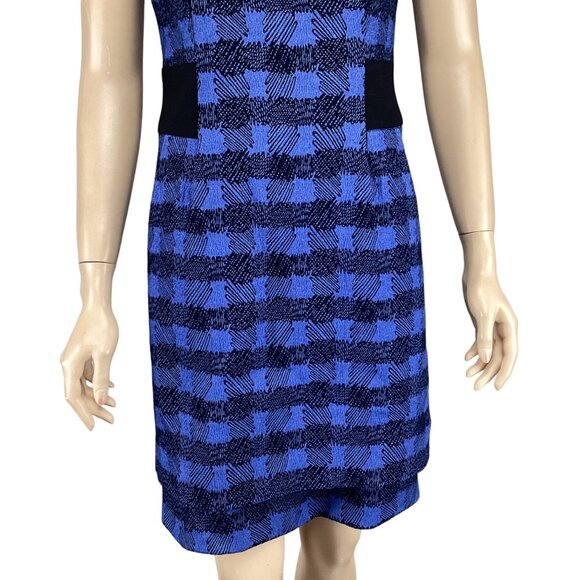 Sara Campbell Sheath Dress Size 2 Blue & Black Sleeveless Plaid Stretch Waist‎ - Picture 7 of 7